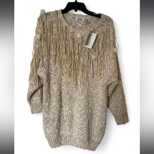 Deadstock vintage Bonnie & Bill sweater Art You Wear Boho Western fringe Size L